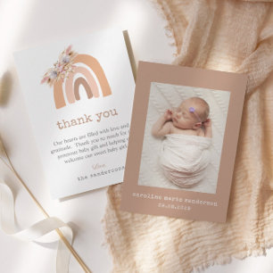 Minimalistisch Boho Rainbow New Baby Foto Vielen D Dankeskarte