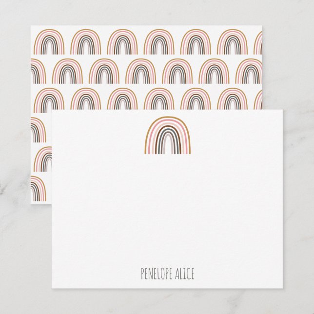 Minimalistisch Boho Rainbow Zeichne Personalisiert Mitteilungskarte (Vorne/Hinten)