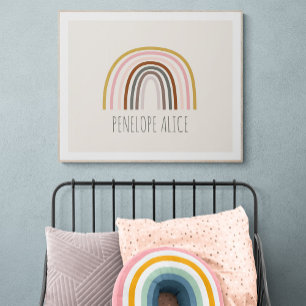 Minimalistisch Boho Rainbow Zeichne Personalisiert Poster