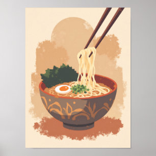 Minimalistisch Boho Ramen Bowl Art Poster