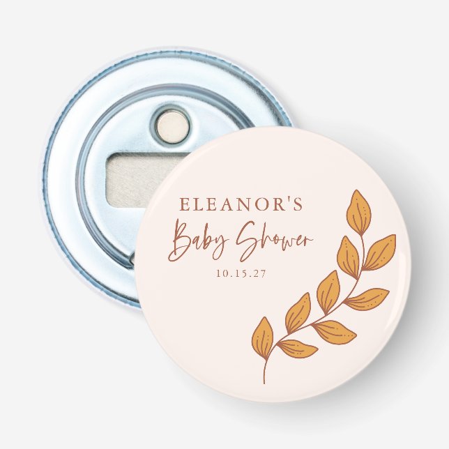 Minimalistisch Boho Retro Vine Baby Dusche individ Flaschenöffner (Vorderseite)