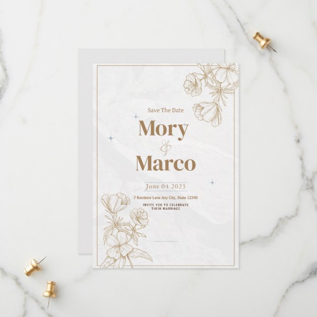 Minimalistisch Boho Rustikales Pampasgras Save the Date (Vorderseite/Rückseite Beispiel)