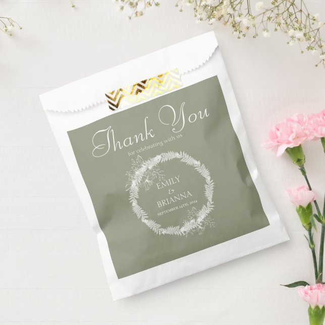 Minimalistisch Boho Sage Green Hochzeit Geschenktütchen (Versiegelt)