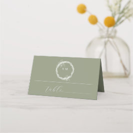 Minimalistisch Boho Sage Green Hochzeit Platzkarte