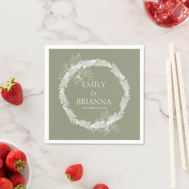 Minimalistisch Boho Sage Green Name Napkins Serviette (Beispiel)