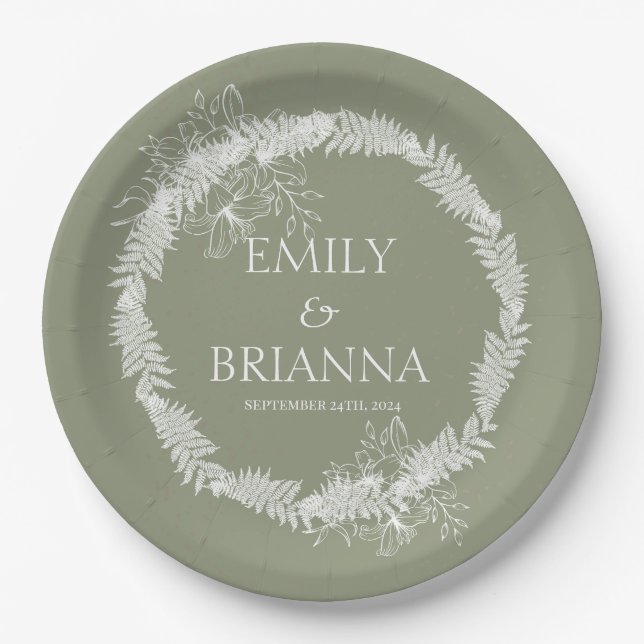 Minimalistisch Boho Sage Green Name Teller (Vorderseite)