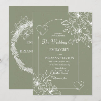 Minimalistisch Boho Sage Green Wedding Einladung
