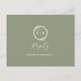 Minimalistisch Boho Sage Grüne Hochzeit RSVP Postc Postkarte