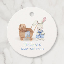 Minimalistisch Boho Stroller Rabbit Boy Babydusche Geschenkanhänger