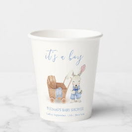 Minimalistisch Boho Stroller Rabbit Boy Babydusche Pappbecher