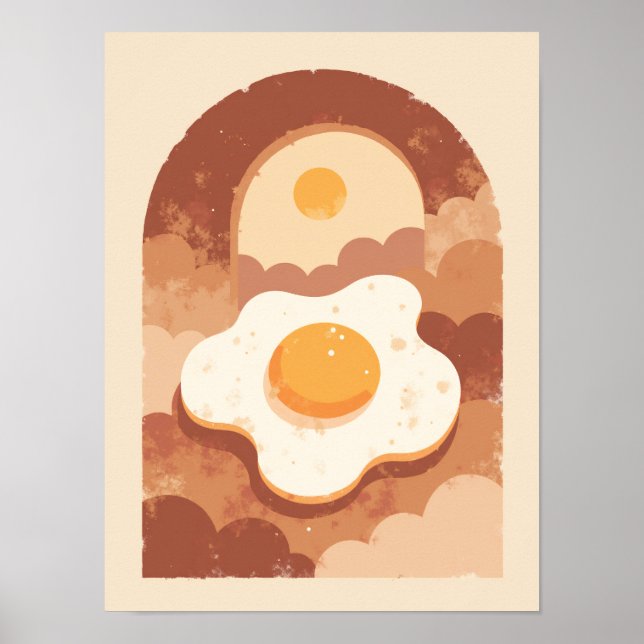 Minimalistisch Boho Sunny-Side Egg Art Poster (Vorne)