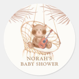 Minimalistisch Boho Teddy Bear Babydusche Runder Aufkleber
