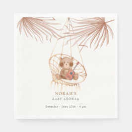 Minimalistisch Boho Teddy Bear Babydusche Serviette