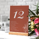 Minimalistisch Boho Terracotta Burnt Orange Weddin Tischnummer<br><div class="desc">Minimalistische Boho Terracotta Burnt Orange Hochzeitsfeier Tischnummer.</div>