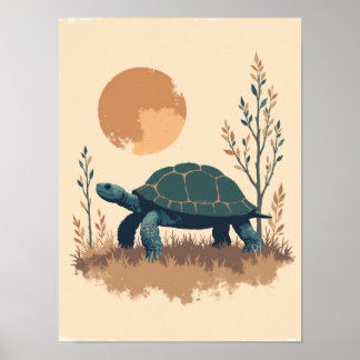 Minimalistisch Boho Turtle Wall Art Poster
