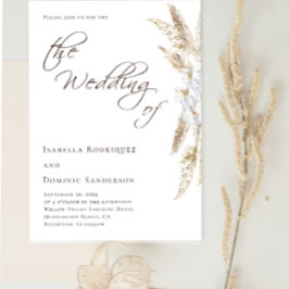 Minimalistisch Boho Wasserfarbe Pampas Grass Weddi Einladung