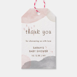 Minimalistisch Boho Watercolor Abstrakt Babydusche Geschenkanhänger