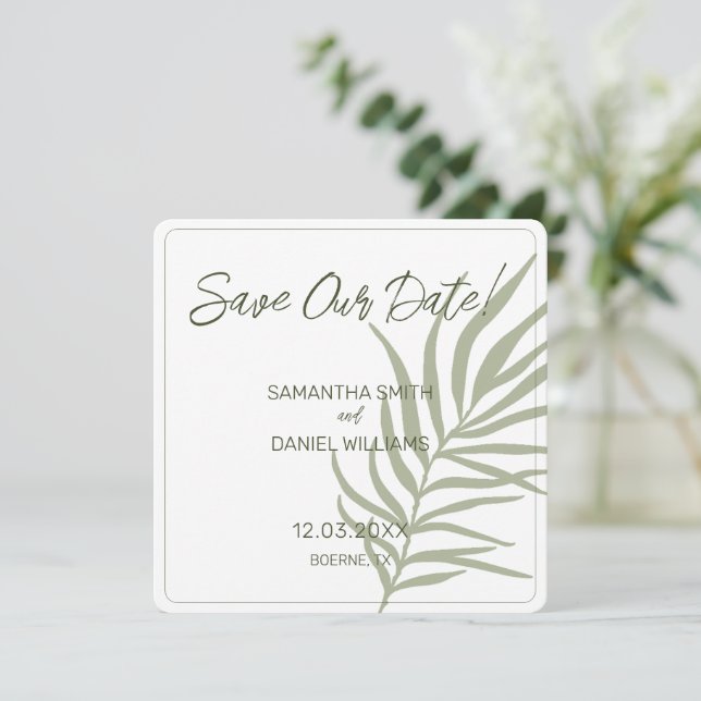 Minimalistisch Boho Wedding Foto Save The Date (Stehend Vorderseite)