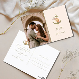 Minimalistisch Boho Wedding Foto Vielen Dank Postkarte