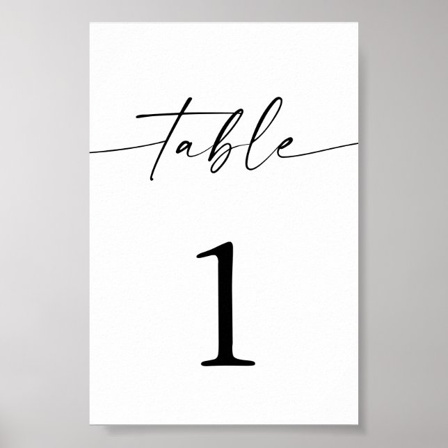 Minimalistisch Boho Wedding Tischnummern, 4x6" Poster (Vorne)