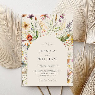 Minimalistisch Boho Wildblume Floral Wedding Einladung