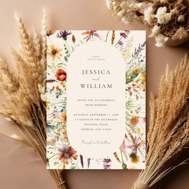 Minimalistisch Boho Wildblume Floral Wedding Einladung (Von Creator hochgeladen)