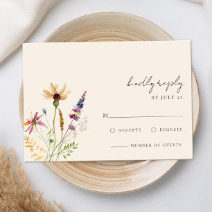 Minimalistisch Boho Wildblume Floral Wedding RSVP Karte