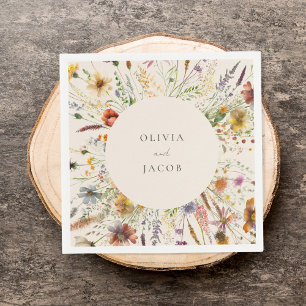 Minimalistisch Boho Wildblume Floral Wedding Serviette