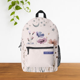 Minimalistisch Boho Wildblume Individuelle Name Bedruckter Rucksack