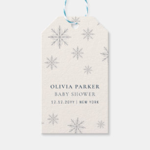 Minimalistisch Boho Winter Snowflake Babydusche Geschenkanhänger
