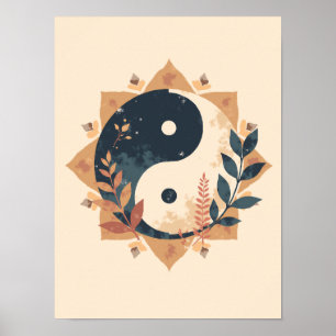 Minimalistisch Boho Yin-Yang Wall Art Poster