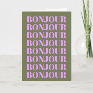 Minimalistisch Bonjour Französisch Typografie Gree Karte