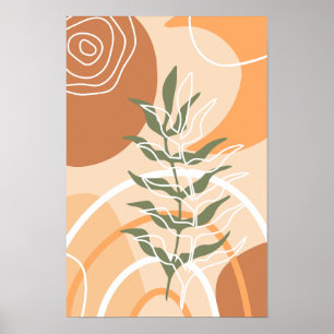 Minimalistisch Botanische Landschaft Terracotta Bo Poster