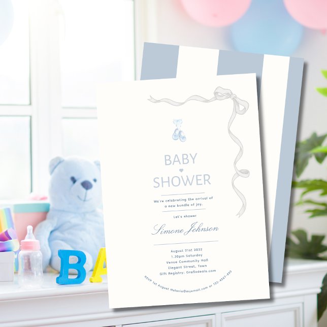 Minimalistisch Boys Baby Shower Einladung Kalligra (Von Creator hochgeladen)