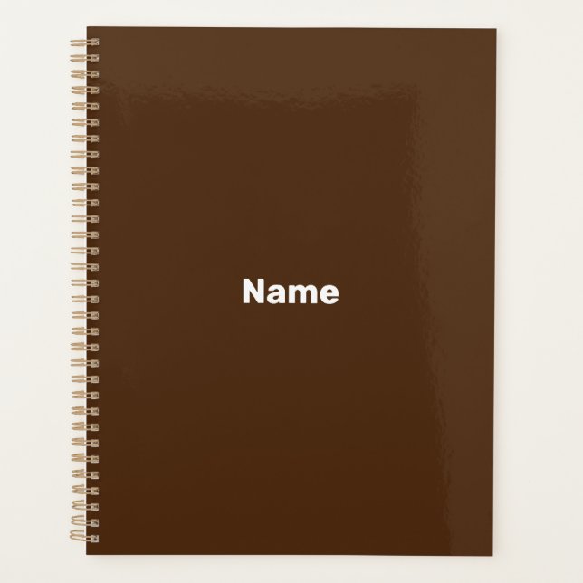 Minimalistisch braun, benutzerdefiniert, Monogramm Planer (Vorderseite)