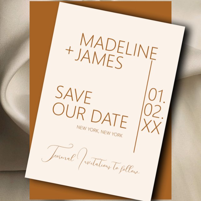 Minimalistisch-braune Beige Typ Daten speichern Einladung (Von Creator hochgeladen)