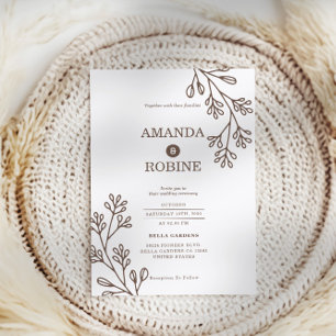 Minimalistisch-braune botanische Hochzeitseinladun Einladung