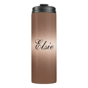 Minimalistisch-braune Rose Monogram-Thermischer Tu Thermosbecher
