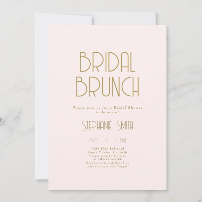Minimalistisch Bridal Brunch Einladung (Vorderseite)