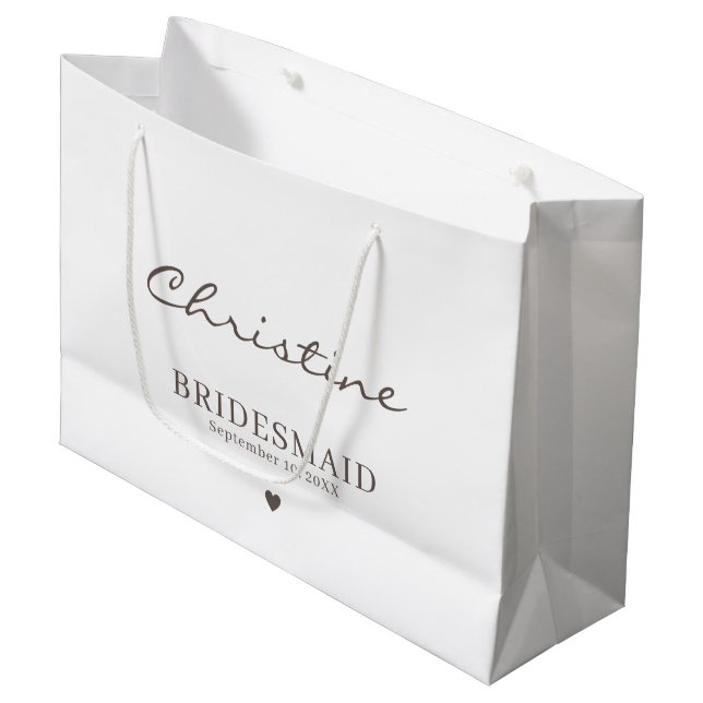 Minimalistisch Bridesmaid Große Geschenktüte (Vorderseite Schrägansicht)
