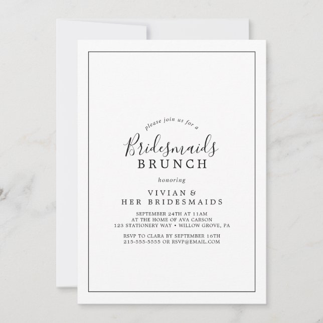 Minimalistisch Bridesmaids Brunch Einladung (Vorderseite)
