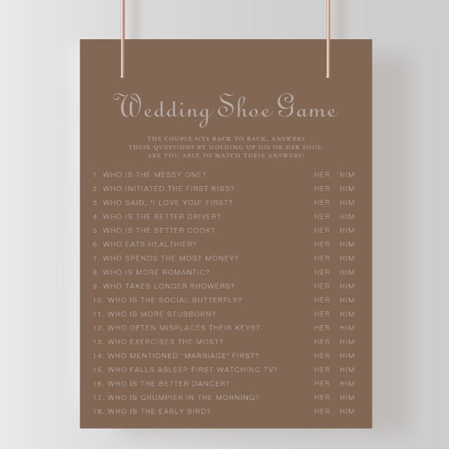 Minimalistisch Brown Abend Boho Wedding Shoe Game (Von Creator hochgeladen)