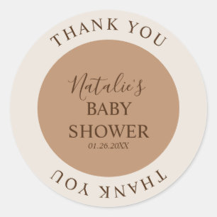 Minimalistisch Brown Baby Dusche Vielen Dank Runder Aufkleber