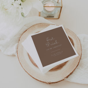 Minimalistisch Brown Eat Drink Wir sind Verheirate Serviette