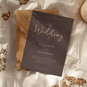 Minimalistisch Brown Modern Calligraphy Wedding Einladung