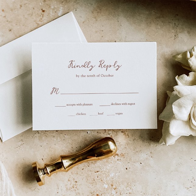 Minimalistisch Brown Rustic Wedding | Wahl RSVP Karte (Von Creator hochgeladen)