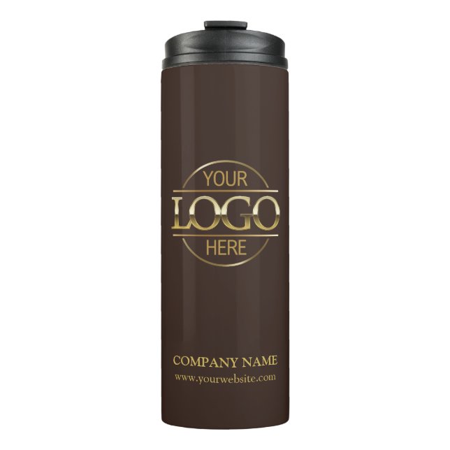 Minimalistisch-Brown-Werbefirma-Logo Thermosbecher (Vorderseite)