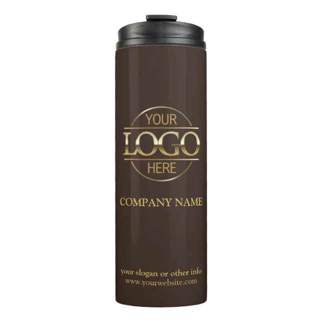 Minimalistisch-Brown-Werbefirma-Logo Thermosbecher (Vorderseite)