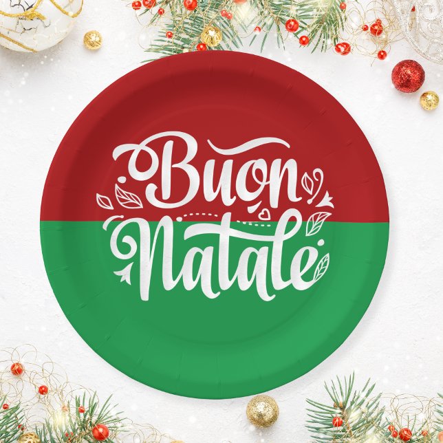 Minimalistisch Buon Natale Italienisch Frohe Weihn Pappteller (Von Creator hochgeladen)