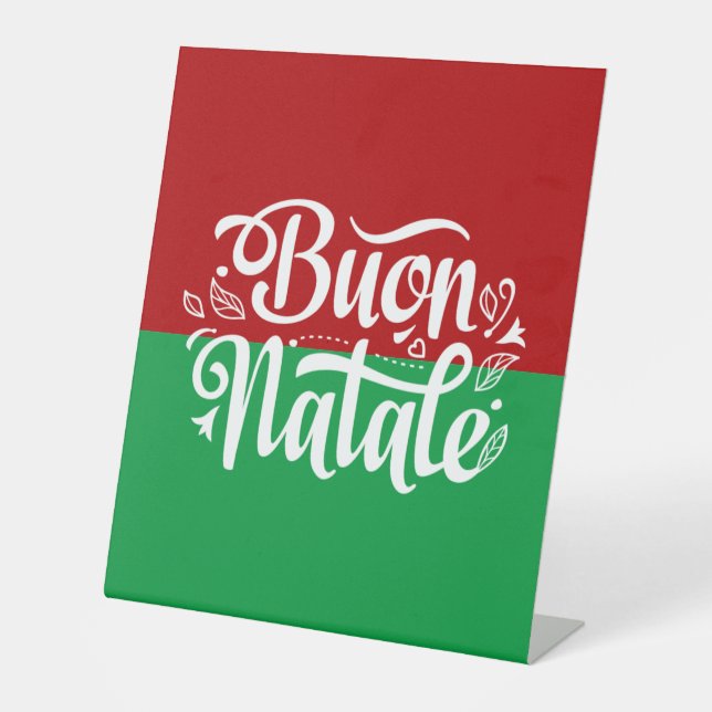 Minimalistisch Buon Natale Italienisch Frohe Weihn Sockelschild (Vorderseite)